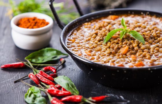 Braised lentils