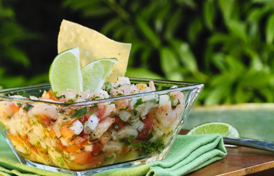 Shrimp and octopus ceviche with ginger, lemon and EVOO